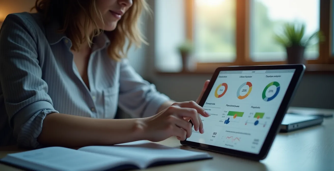Professionista che configura le impostazioni di notifica su interfaccia digitale moderna