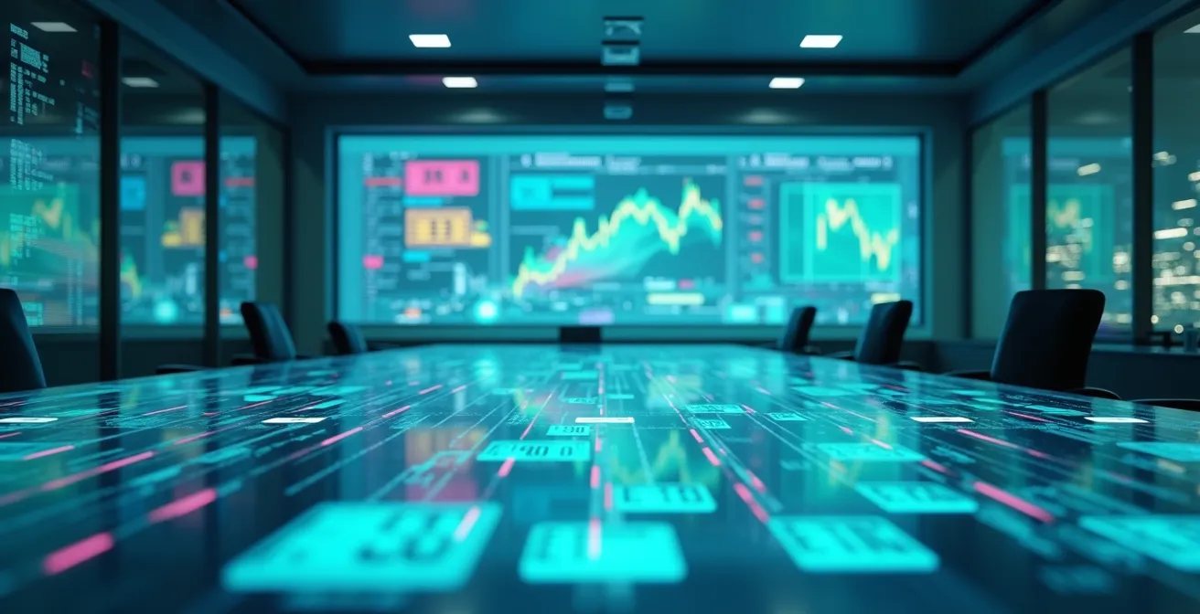 Dashboard finanziario con indicatori di sostenibilità del debito visualizzati attraverso grafici astratti