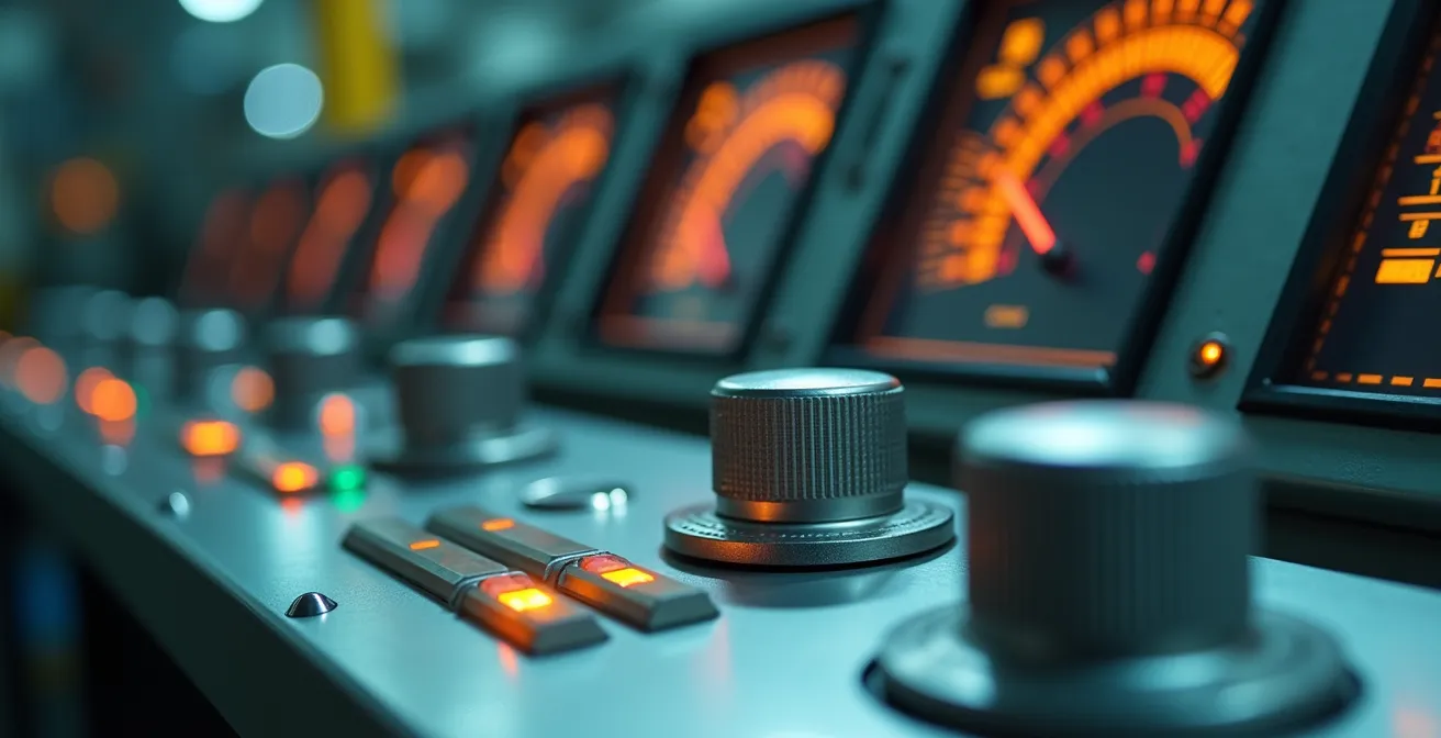 Schermo di controllo industriale con grafici e indicatori di performance dei costi in tempo reale