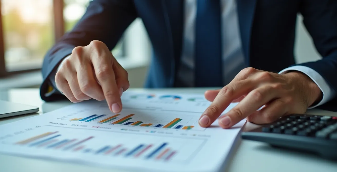 Cruscotto aziendale con grafici e indicatori di performance fiscale