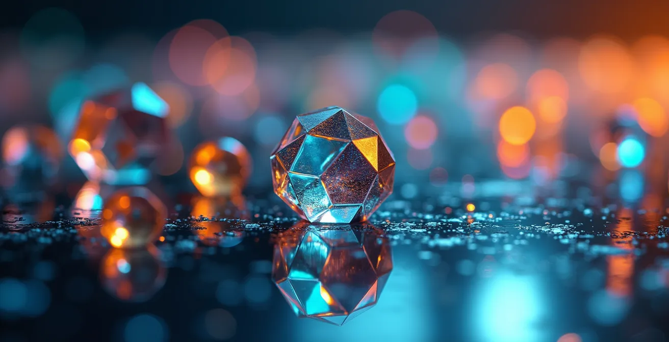 Dettaglio macro di grafici colorati astratti su superficie riflettente