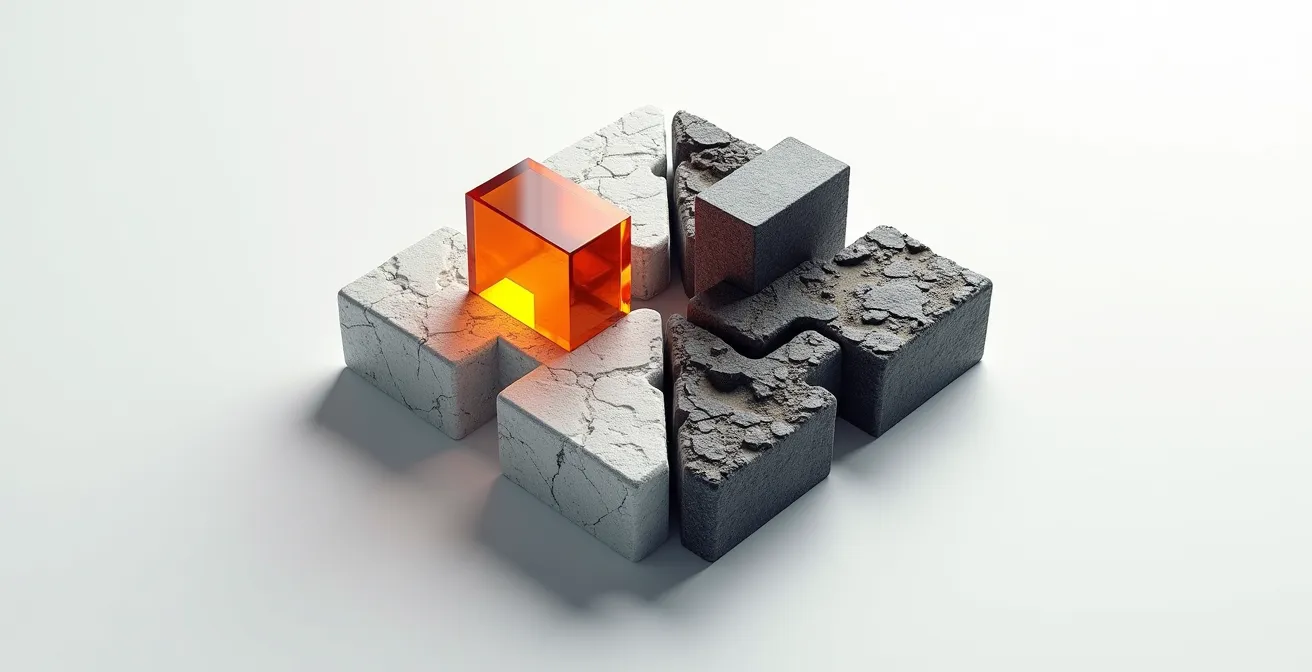 Rappresentazione visiva di una matrice 2x2 del rischio attraverso forme geometriche colorate