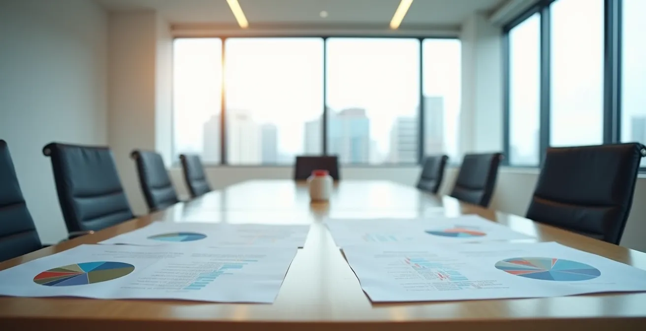 Quadranti strategici per bilanciare ROI e tempo di rientro degli investimenti in una sala riunioni.